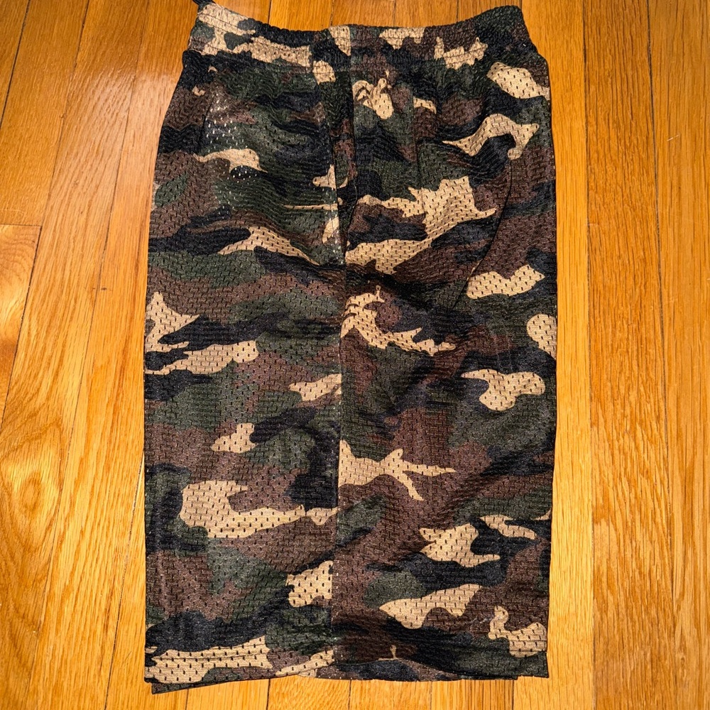 2 Pairs Red Shorts with Black and White Accents & Camo Gym Shorts both mediums - Picture 3 of 10